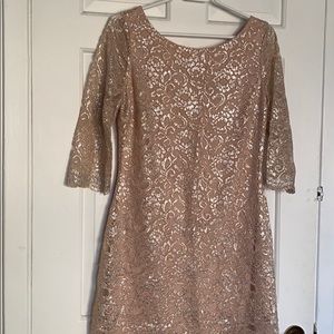 Ivanka Trump pink / silver knit dress